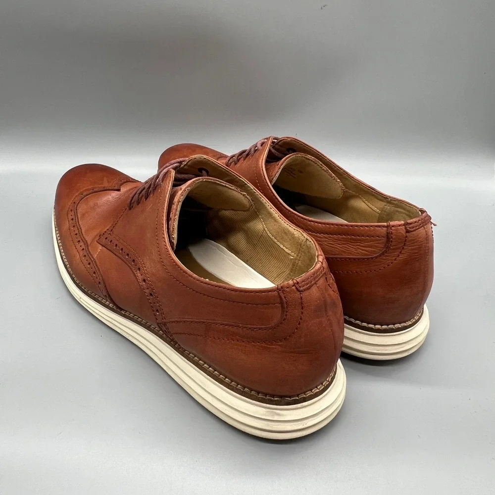 Cole Haan Shoes Men 12 Brown Leather Grand OS Wingtip Oxford Brogue Dress Casual